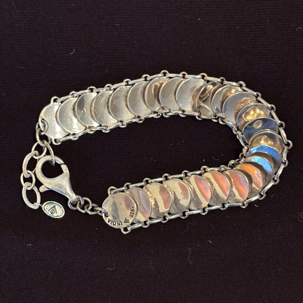 Silpada Simply Sequin Bracelet; Sterling Silver Hammered Silver disk Bracelet